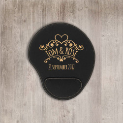 Personalized Wedding Leather Mouse Pad, Customized Wedding Day Mouse Pad with Wrist Rest Support