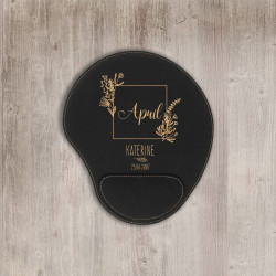 Personalized Birthday Months Leather Mouse Pad, Customized Birthday Months Mouse Pad with Wrist Rest Support