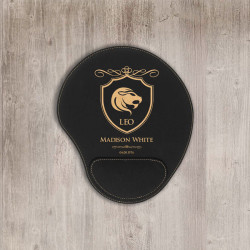 Personalized Birthday Zodiac Signs Leather Mouse Pad, Customized Birthday Zodiac Signs Mouse Pad with Wrist Rest Support