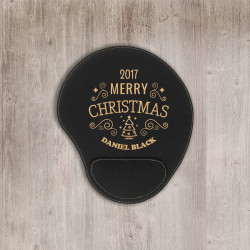 Personalized Christmas Leather Mouse Pad, Customized Christmas Mouse Pad with Wrist Rest Support