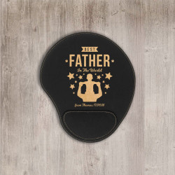 Personalized Father's Day Leather Mouse Pad, Customized Father's Day Mouse Pad with Wrist Rest Support