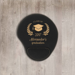 Personalized Graduation Leather Mouse Pad, Customized Graduation Mouse Pad with Wrist Rest Support