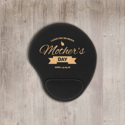 Personalized Mother's Day Leather Mouse Pad, Customized Mother's Day Mouse Pad with Wrist Rest Support