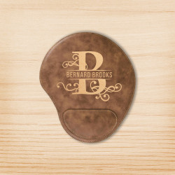 Personalized Gold Leatherette Mouse Pad with Name