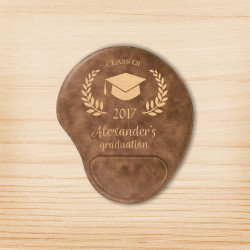 Personalized Graduation Rustic Leatherer Mouse Pad, Customized Graduation Mouse Pad with Wrist Support