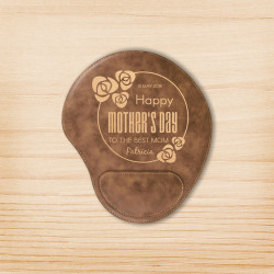 Personalized Mother's Day Rustic Leatherer Mouse Pad, Customized Mother's Day Mouse Pad with Wrist Support
