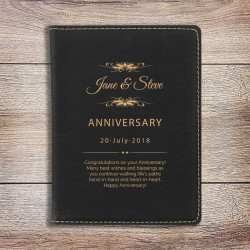 Personalized Anniversary Passport Holder, Leather Passport Holder Black and Gold, Custom Anniversary Gifts