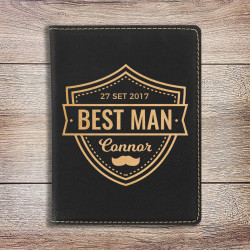 Personalized Best Man Passport Holder, Leather Passport Holder Black and Gold, Custom Best Man Gifts
