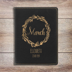 Personalized Birthday Months Passport Holder, Leather Passport Holder Black and Gold, Custom Birthday Months Gifts