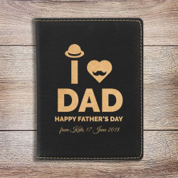 Personalized Passport Holder for Dad, Leather Passport Holder Black and Gold, Custom Fathers Day Gifts