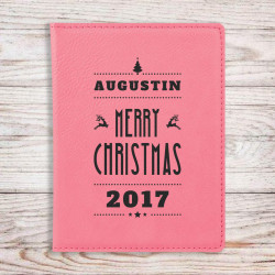 Personalized Christmas Passport Holder, Pink Leatherette Passport Cover, Custom Christmas Gift
