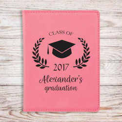 Personalized Graduation Passport Holder, Pink Leatherette Passport Cover, Custom Graduation Gift