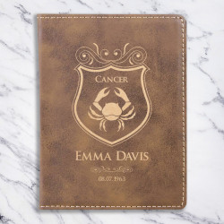 Personalized Birthday Zodiac Signs Leather Passport Holder, Customized Passport Cover, Birthday Zodiac Signs Gift