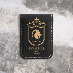 Personalized Birthday Zodiac Signs Money Clip, Custom Leather Money Clip, Birthday Zodiac Signs Engraved Gifts