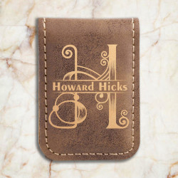 Personalized Leatherette Money Clip Rustic with Name