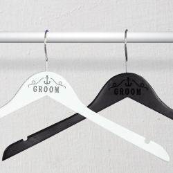 Personalized Engraved Nautical Groom Wooden Wedding Hangers