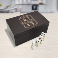 Personalized Rosewood Finish Double Twelves’ Dominoes Set with Name
