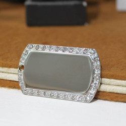 Personalized Beautiful Silver Crystal Border Nickel Dogtag Pendant