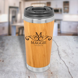 Personalized Bamboo Stainless Steel Tumbler, Customized Wood Tumbler 15 oz