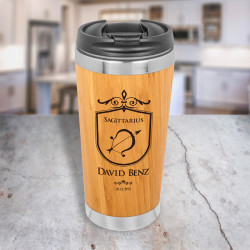 Customized Birthday Tumbler, Bamboo Stainless Steel Tumbler 15 Oz, Personalized Zodiac Sign Gifts