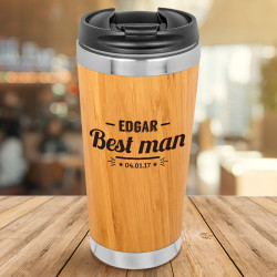 Personalized Best Man Bamboo Tumbler, Stainless Steel Tumbler 15 oz, Customized Gifts for Best Man