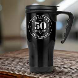 Personalized Anniversary Travel Mug, Stainless Steel Black Tumbler 14oz, Custom Anniversary Gifts