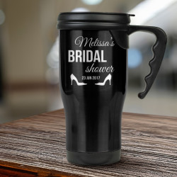 Personalized Bridal Shower Travel Mug, Stainless Steel Black Tumbler 14 Oz, Custom Bridal Shower Gifts