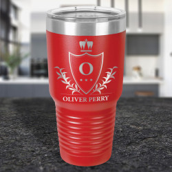 Personalized Red Ringneck Tumbler, Vacuum Insulated Tumbler with Clear Lid 30 oz.