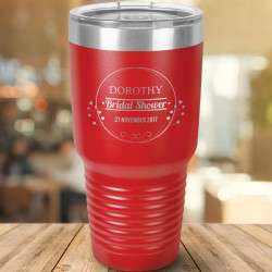 Personalized Bridal Shower Party Favors, Red Bridal Shower Tumbler with Clear Lid 30 Oz, Bridal Shower Gifts