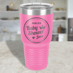 Personalized Baby Shower Favors for Guests, Pink Vacuum Insulated Tumbler 30 Oz., Custom Baby Gifts