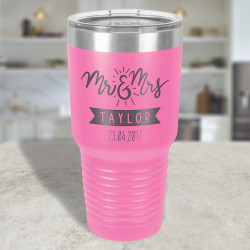 Personalized Wedding Gifts for Her, Pink Wedding Tumblers, Vacuum Insulated Tumbler with Lid 30 Oz, Custom Wedding Favors