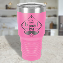 Personalized Father's Day Pink Ringneck Vacuum Insulated Tumbler with Clear Lid 30 oz.
