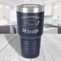 Personalized Navy Blue Ringneck Vacuum Insulated Tumbler with Clear Lid 30 oz