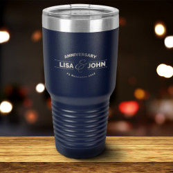 Personalized Anniversary Tumbler, Custom Vacuum Insulated Tumbler with Clear Lid 30 oz, Anniversary Gifts