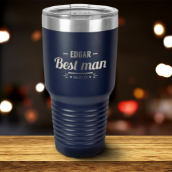 Personalized Best Man Tumbler, Vacuum Insulated Tumbler with Clear Lid 30 oz, Groomsmen Gifts