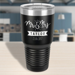 Customized Wedding Tumblers Gift, Black Vacuum Insulated Tumbler 30 Oz, Personalized Wedding Gifts for Him