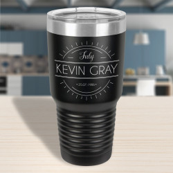 Personalized Birthday Tumbler Party Favors, Black Vacuum Insulated Tumbler, Birth Month Gifts