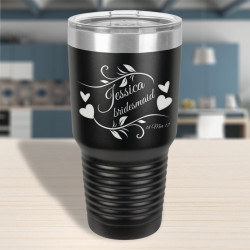 Custom Tumblers for Bridesmaids, Black Vacuum Insulated Bridesmaid Tumbler, Personalized Bridesmaids Gifts