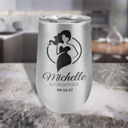 Bridesmaid Tumbler Personalized, Stainless Steel Vacuum Insulated Wine Glass 16 Oz, Custom Bridesmaids Gifts