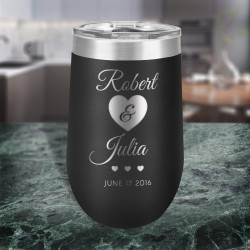 Wedding Wine Tumbler Personalized , Wedding Wine Glass 16 Oz. Stemless Tumbler, Wedding Gift Ideas