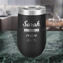 Personalized Bridesmaid Tumbler, Wine Glass Vacuum Insulated Stemless Tumbler 16 Oz, Bridesmaid Gifts Ideas