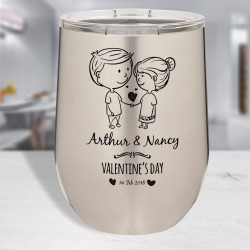 Valentines Day Wine Tumbler, Personalized Valentines Wine Glass, Stainless Steel Tumbler, Custom Valentines Gifts for Him