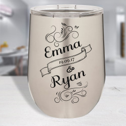 Wedding Tumblers with Lid, Custom Wedding Wine Glass, Stainless Steel Tumbler 12 Oz, Personalized Wedding Gifts