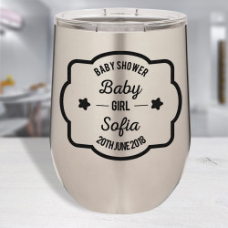 Personalized Baby Shower Tumblers with Lid, Custom Baby Shower Wine Glass, Stainless Steel Tumbler 12 Oz, Baby Shower Gifts