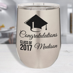 Graduation Wine Tumbler Customized, Grad Gifts, Stainless Steel Tumbler 12 Oz, Graduation Gifts Personalized