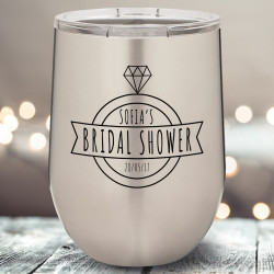 Personalized Bridal Shower Wine Tumbler, Stainless Steel Vacuum Insulated Tumbler, Bridal Shower Favors