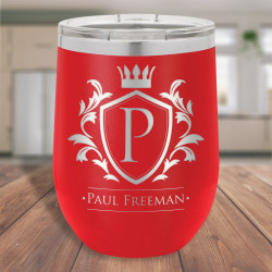 Personalized Red Vacuum Insulated Tumbler, Stemless Tumbler with Lid 12 oz.