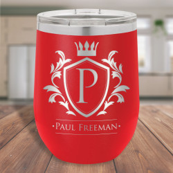Personalized Red Vacuum Insulated Tumbler, Stemless Tumbler with Lid 12 oz.