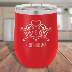 Personalized Wedding Party Tumblers, Red Stemless Tumbler with Lid 12 Oz, Custom Wedding Favor Ideas