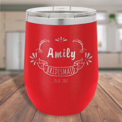 Personalized Tumblers for Bridesmaids, Red Vacuum Insulated Tumbler with Lid 12 Oz, Custom Bridesmaids Gifts